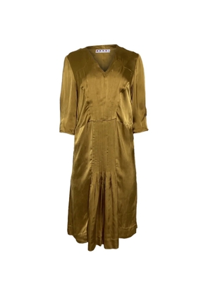 Marni Pre-Owned pleated quarter-sleeve dress - Gold