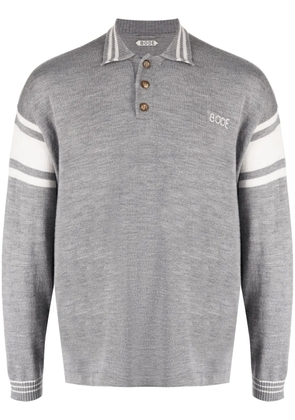 BODE logo-embroidered striped polo shirt - Grey