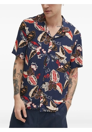 The Kooples leaf-print short-sleeved shirt - Blue