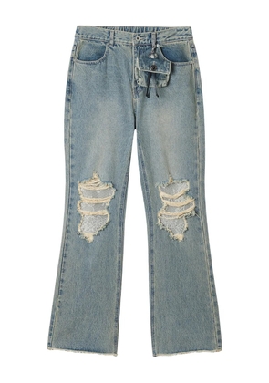 Musium Div. lace-insert frayed jeans - Blue