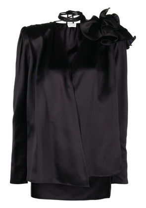 Magda Butrym detachable floral-appliqué silk blouse - Black