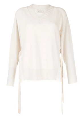 Onefifteen V-neck sheer-detail jumper - White