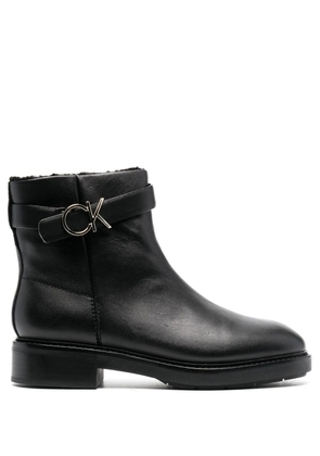 Calvin Klein logo-buckle ankle boots - Black