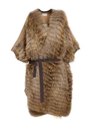 P.A.R.O.S.H. faux-fur belted coat - Brown