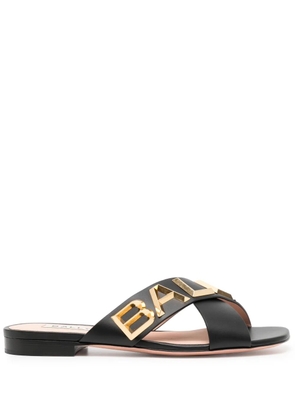 Bally logo-plaque crossover sandals - Black