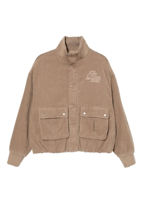 izzue logo-embroidered jacket - Neutrals