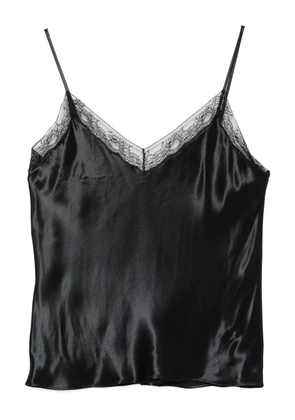 Alberta Ferretti lace-trimmed satin top - Black