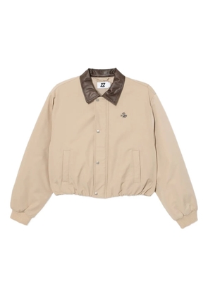 izzue logo puffered jacket - Neutrals