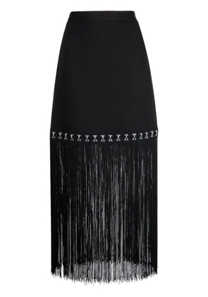 Rokh high-waisted fringed skirt - Black