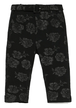 ROTATE BIRGER CHRISTENSEN floral-jacquard capri trousers - Black