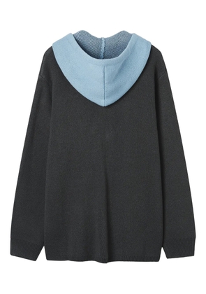 b+ab zip graphic hooded cardigan - Grey