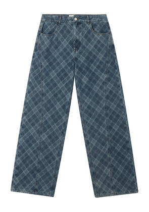 b+ab plaid denim jeans - Blue