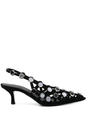 The Attico 50mm Grid slingback pumps - Black