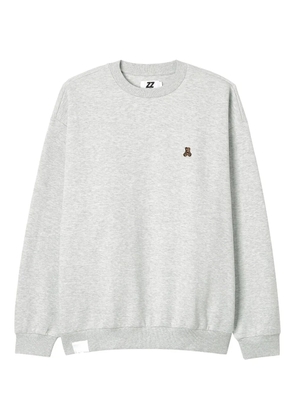 izzue teddy bear-embroidered crew-neck sweatshirt - Grey