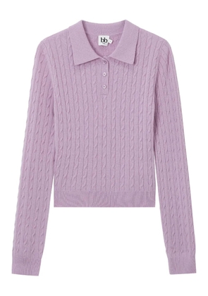 b+ab cable-knit collared polo top - Pink