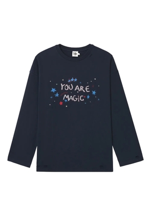 b+ab slogan-print long-sleeve T-shirt - Blue