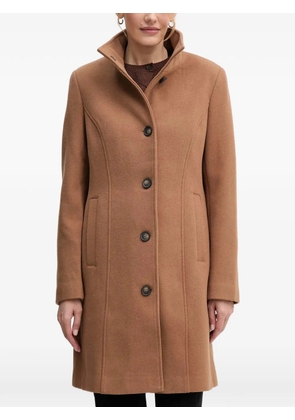 DKNY button funnel-neck coat - Brown