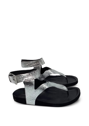 Isabel Marant Vintage ankle-strap metallic flat sandals - Silver