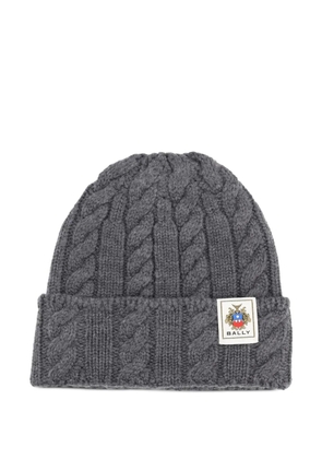 Bally cable-knit logo-patch beanie hat - Grey