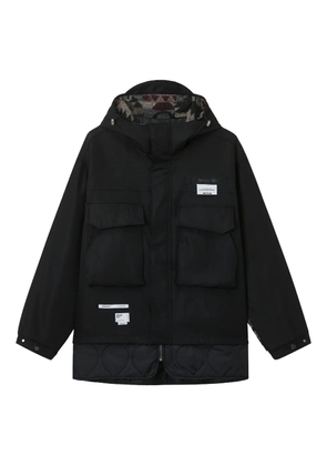 Musium Div. logo-patch parka coat - Black