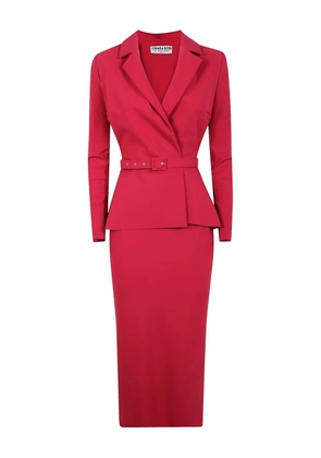 CHIARA BONI La Petite Robe belted peplum-hem midi dress - Red