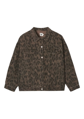 b+ab leopard-pattern denim jacket - Brown