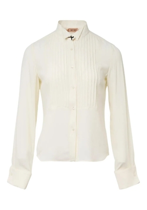 Nº21 pintucks long-sleeve shirt - Neutrals