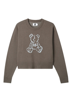izzue teddy-detail sweater - Brown