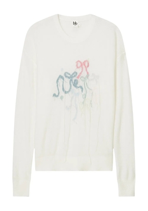 b+ab embroidered ribbon-detail sweater - White