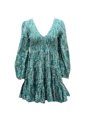 Rixo Sasha long-sleeve tiered mini dress - Green