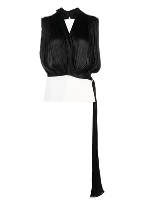 V:PM ATELIER Noemi satin-finish V-neck top - Black