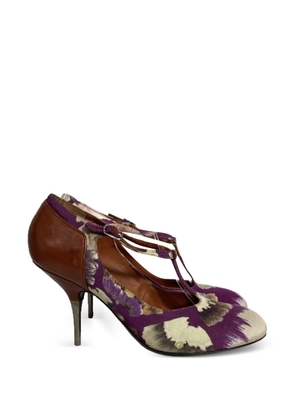 Dries Van Noten Pre-Owned floral-print buckled pumps - Purple