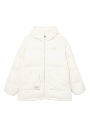 izzue logo-embroidered puffer jacket - Neutrals