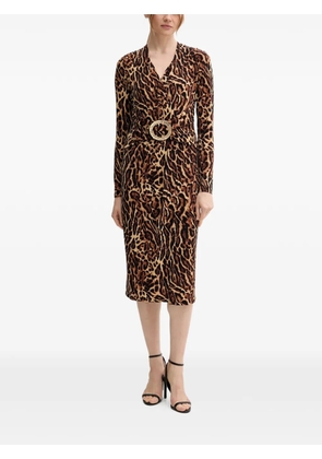Joseph Ribkoff animal-print belted midi dress - Brown
