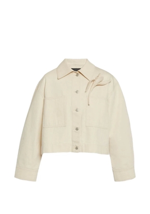 ERDEM floral-appliqué cropped denim jacket - Neutrals