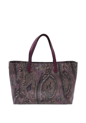 Etro Vintage paisley print leather tote bag - Brown