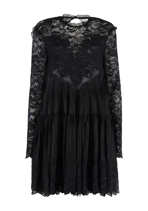 Rabanne floral-lace tiered dress - Black