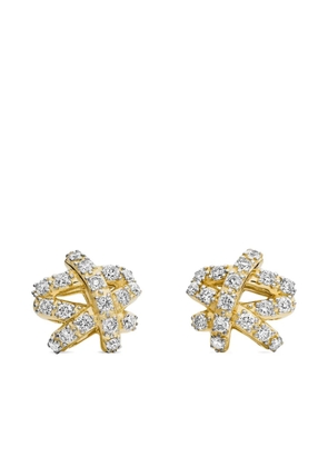 David Yurman 18kt yellow gold Crossover diamond stud earrings (9mm)