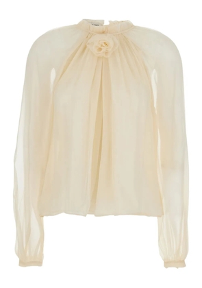 Alberta Ferretti floral ruffled blouse - Neutrals