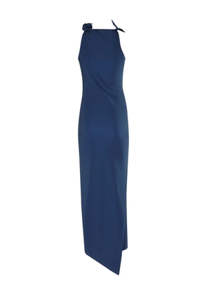 Coperni rose-embellished asymmetrical maxi dress - Blue