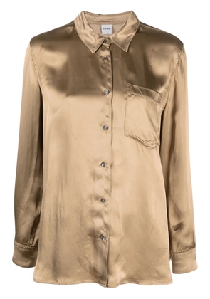 ASPESI long-sleeve satin-finish shirt - Brown