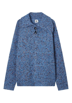 b+ab button collar sweater - Blue