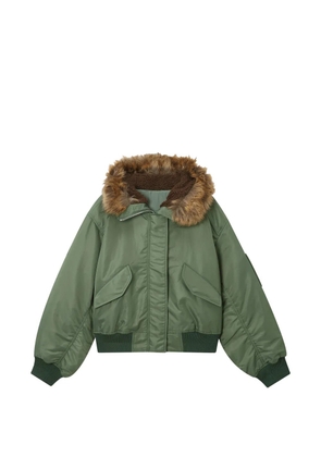 Juun.J faux-fur hood bomber jacket - Green