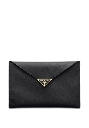 Prada triangle-logo envelope clutch - Black