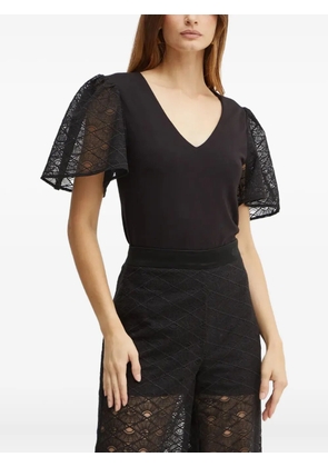 Karl Lagerfeld lace-sleeve bouse - Black