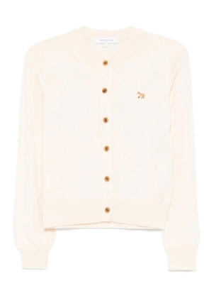 Maison Kitsuné fox-embroidered buttoned cardigan - Neutrals