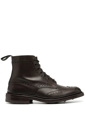 Tricker's burnished brogue-detail boots - Brown