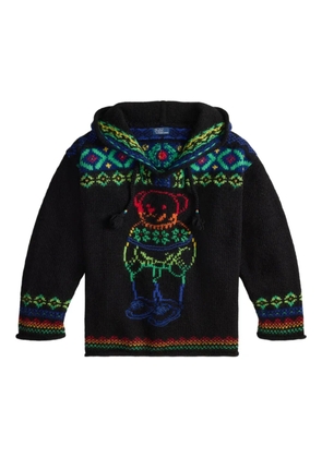 Polo Ralph Lauren bear-intarsia hooded sweater - Black