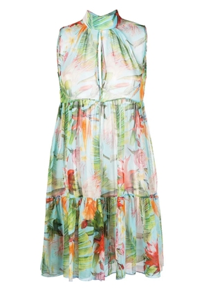 Philipp Plein Georgette short dress with flower - Blue