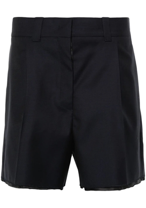 Miu Miu logo-embroidered wool shorts - Blue
